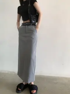 Ladies Pleated Front Shoulder Irregular Skirt - Grey - View 1