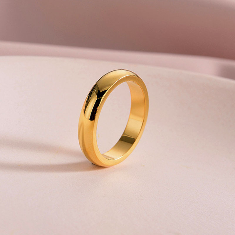 Golden Glossy Titanium Steel Couple Ring
