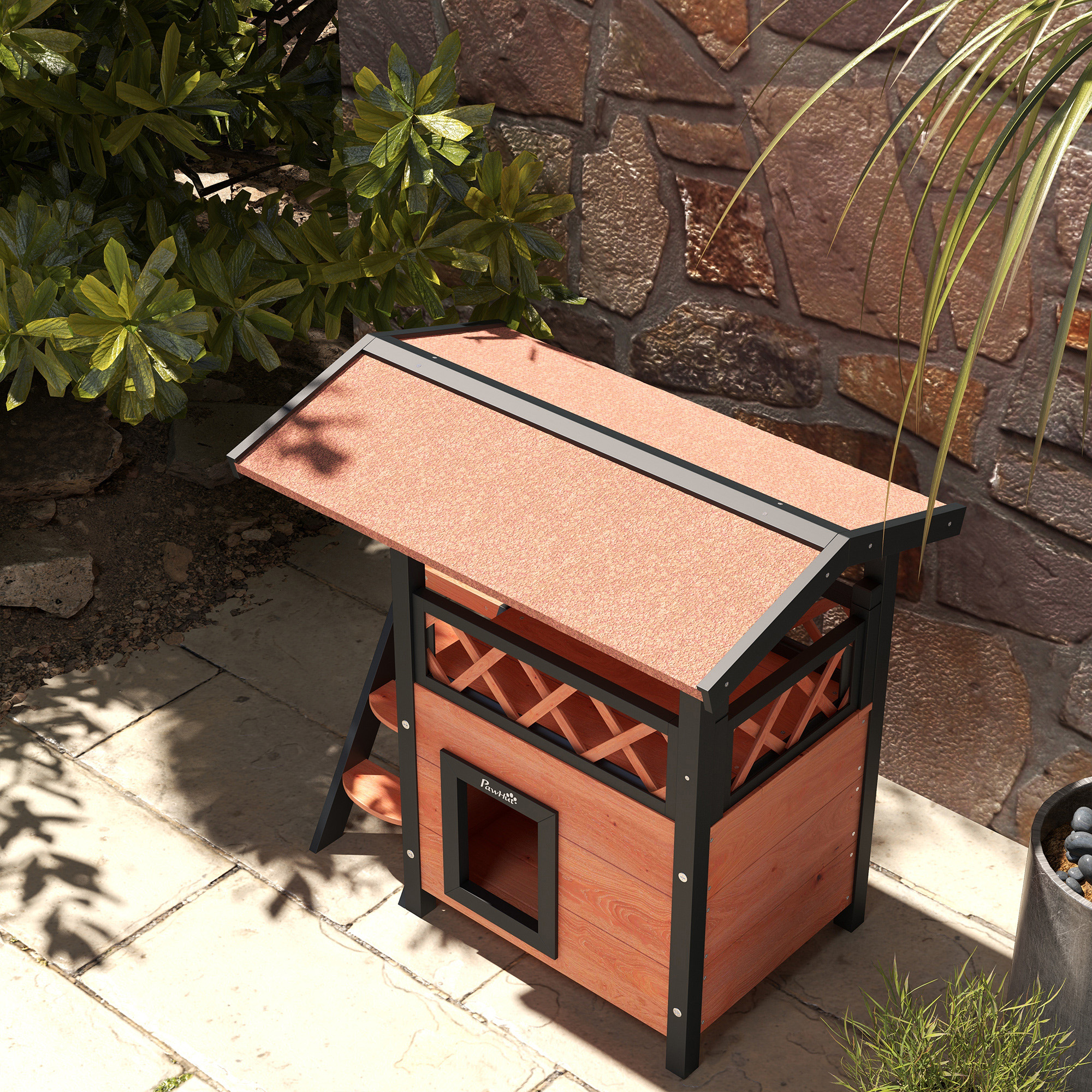Outdoor Cat House With Balcony, Stairs And Roof, 77 X 50 X 73 Cm — image 7
