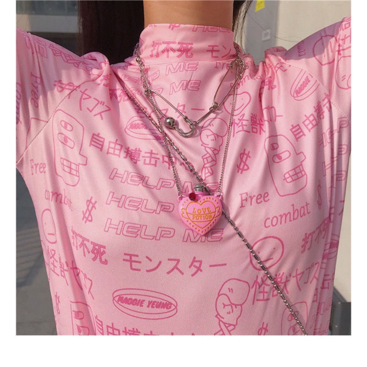 Three-dimensional Love Bottle Necklace Female Ins Cool Earth English Bottle Pendant