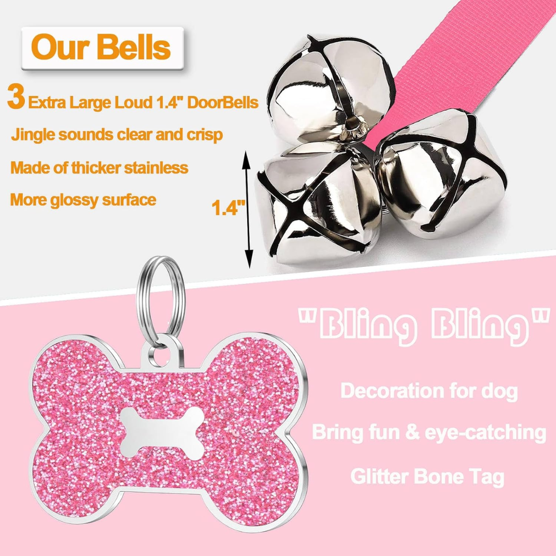 2 Pack Dog Door Bells Dog Doorbell To Go Outside Puppy Train Bell For Dogs To Ring — foto 3