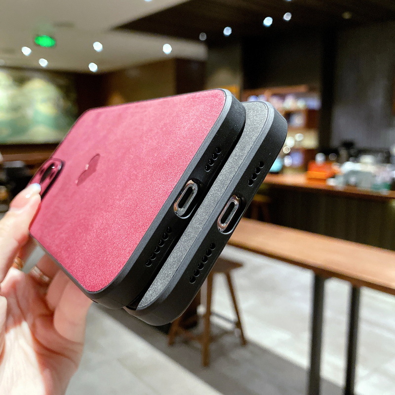 Solid Color Yangbuck Leather Phone Case - Image 2