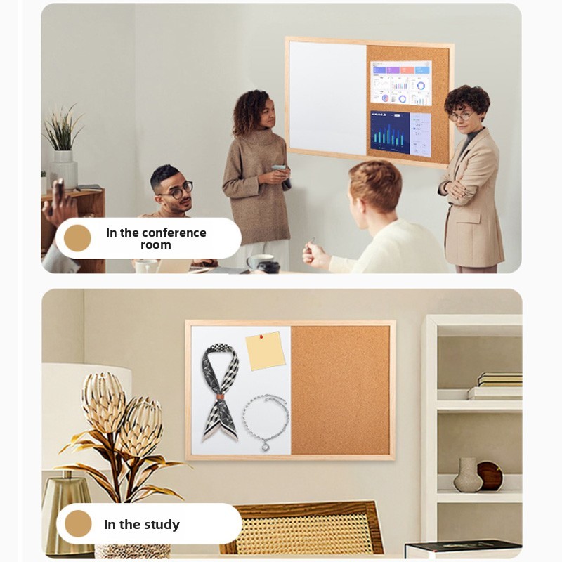 Magnetic Whiteboard And Cork Board Combo With White Wood Frame 60x40cm — image 4