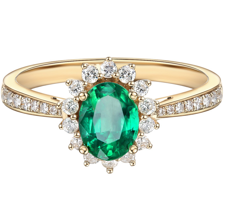 Title 6, Fashionable 18K Gold-plated Emerald Ring For Women