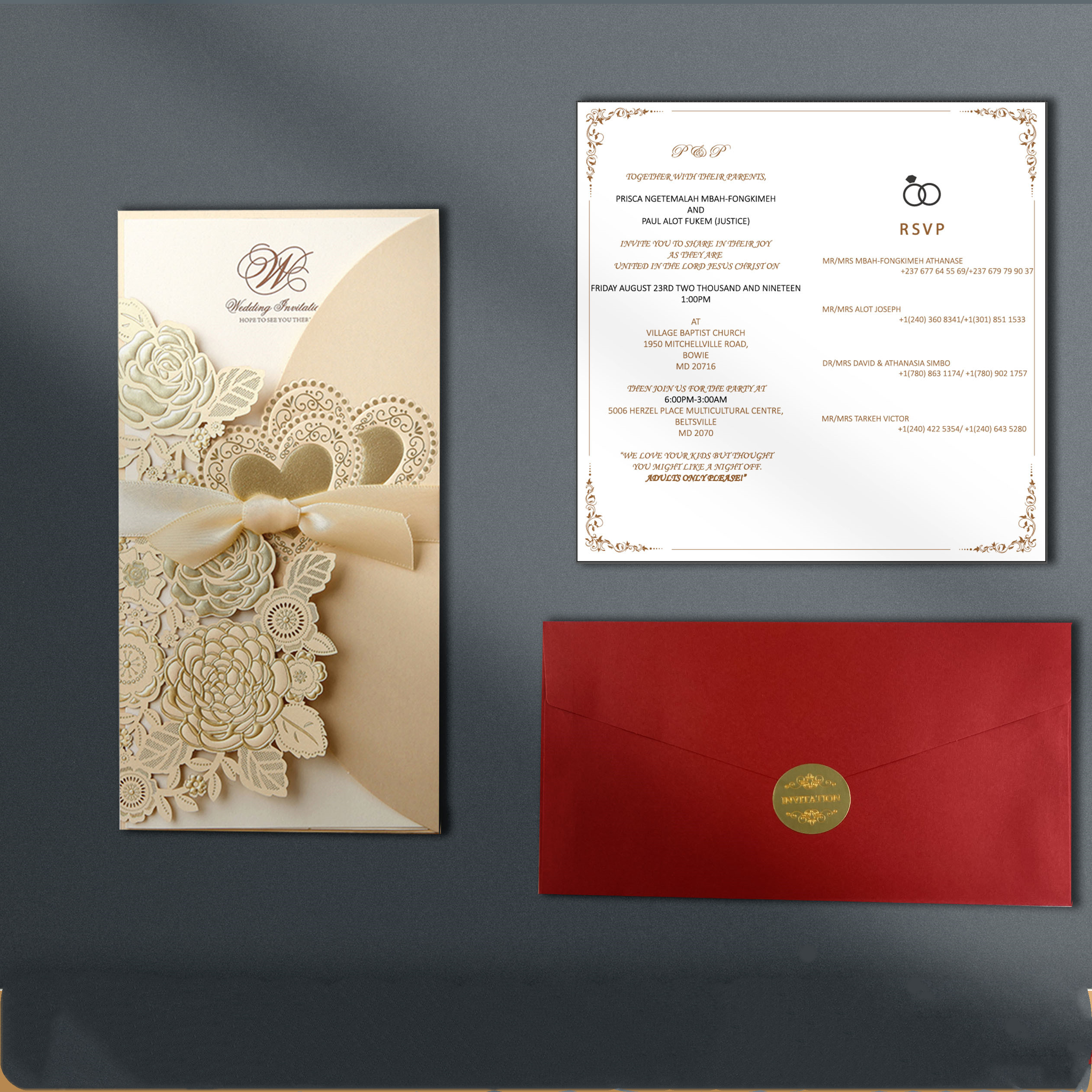 Chinese Style Vertical Ribbon Wedding Invitation Invitation — foto 5