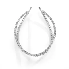Metal Cutout Cross Braided Geometric Headband - White K - View 1