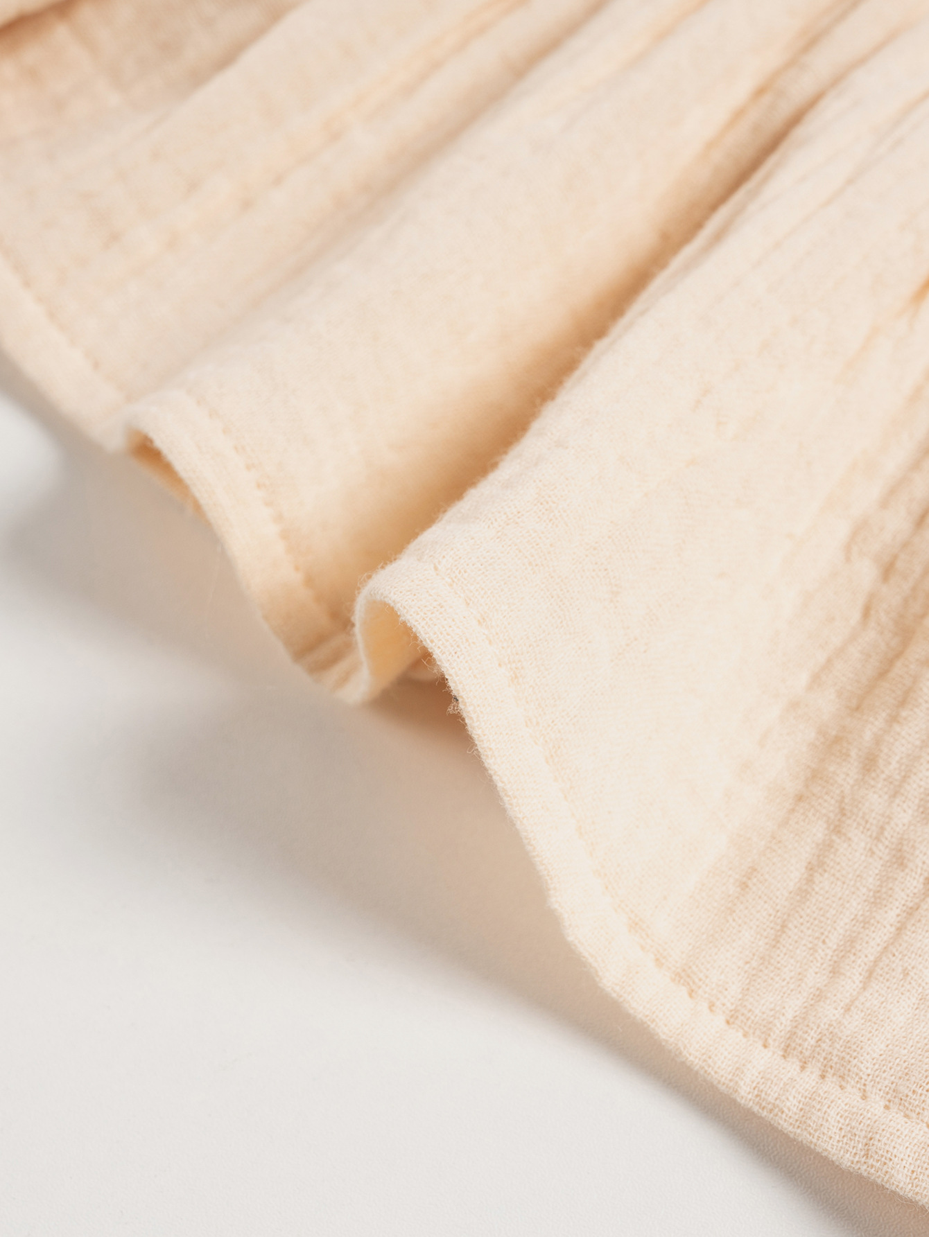 Girls' Beige Solid Color Cotton Suspender Trousers