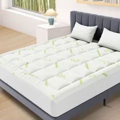 Mattress Protector, Thickened Mattress Pad With Bamboo Fibre Viscose Filling - Twin Xlgreen - View 1
