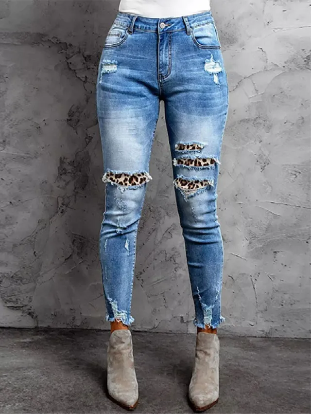 Burrs Tassels Denim Trousers For Women Blue - Shop at LoveMi