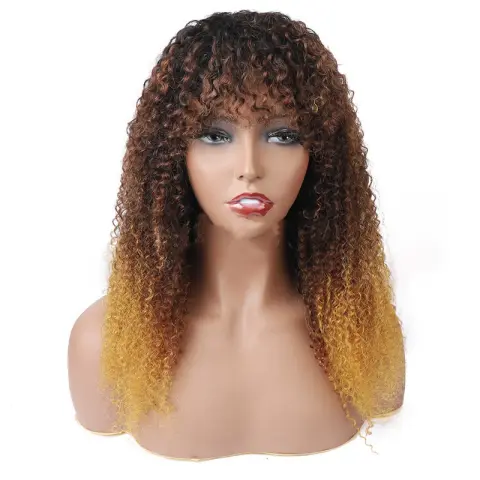 Real Hair Full Mechanism Headgear Three-color Smooth Cover Kinky