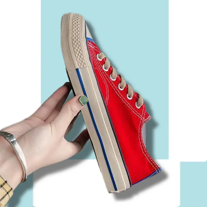 Women's Korean Style Low Top Student White Canvas Shoes