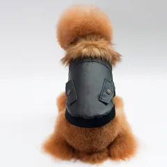 New Style Warm Pet Fur Collar Coat - Black - View 1