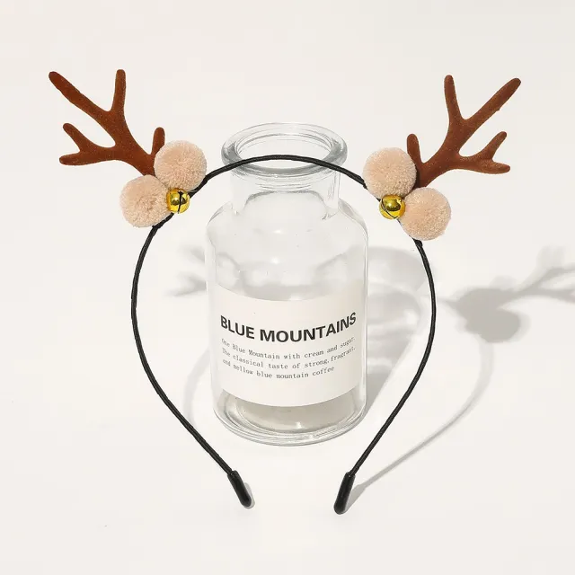 New Christmas Headband Red And Green Hair Ball Bell Headband Maoqiu Bell Coffee - Shop at LoveMi