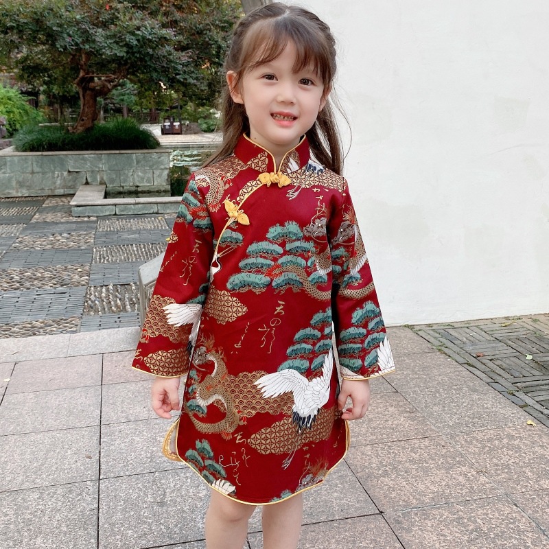 Girls Fashion Vintage Long Sleeve Dress