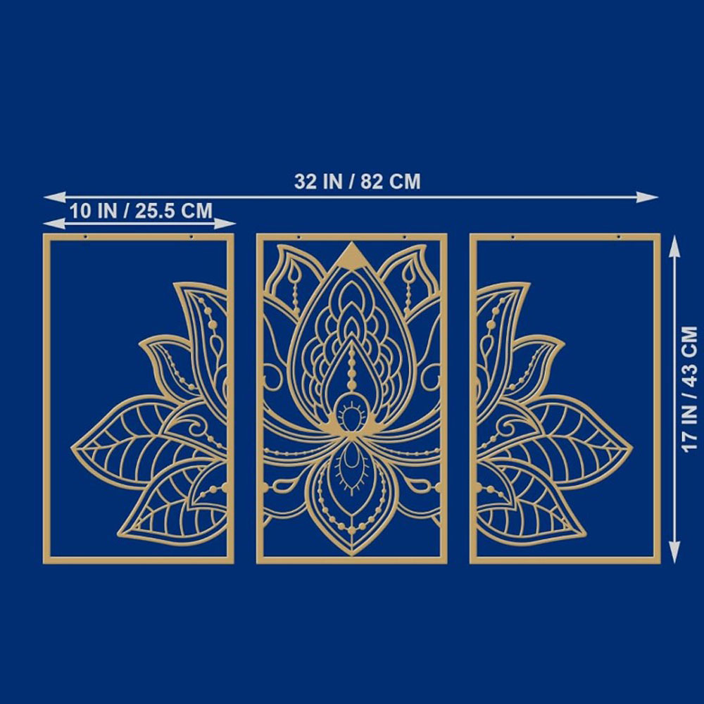 Handmade Metal Golden Lotus Mandala Wall Art - Boho Zen Decor For Living Room