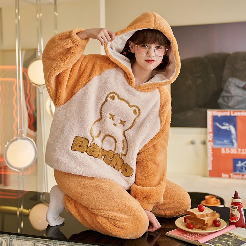 Title 5, Coral Velvet Pajamas Women Autumn And Winter Th...