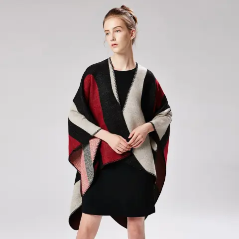 Women's Geometric Color Block Shawl