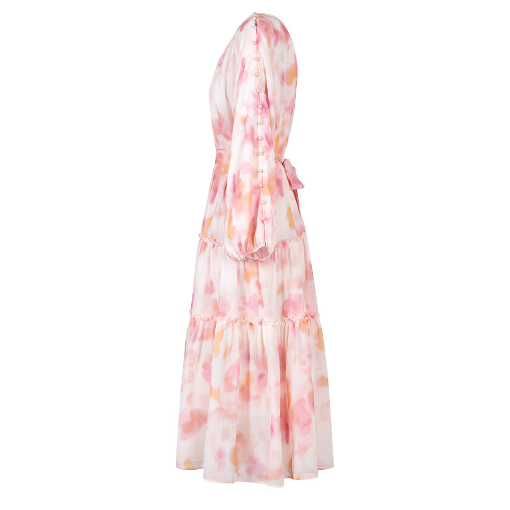 Printed Lantern-Sleeve Midi Dress, picture 8 of 9
