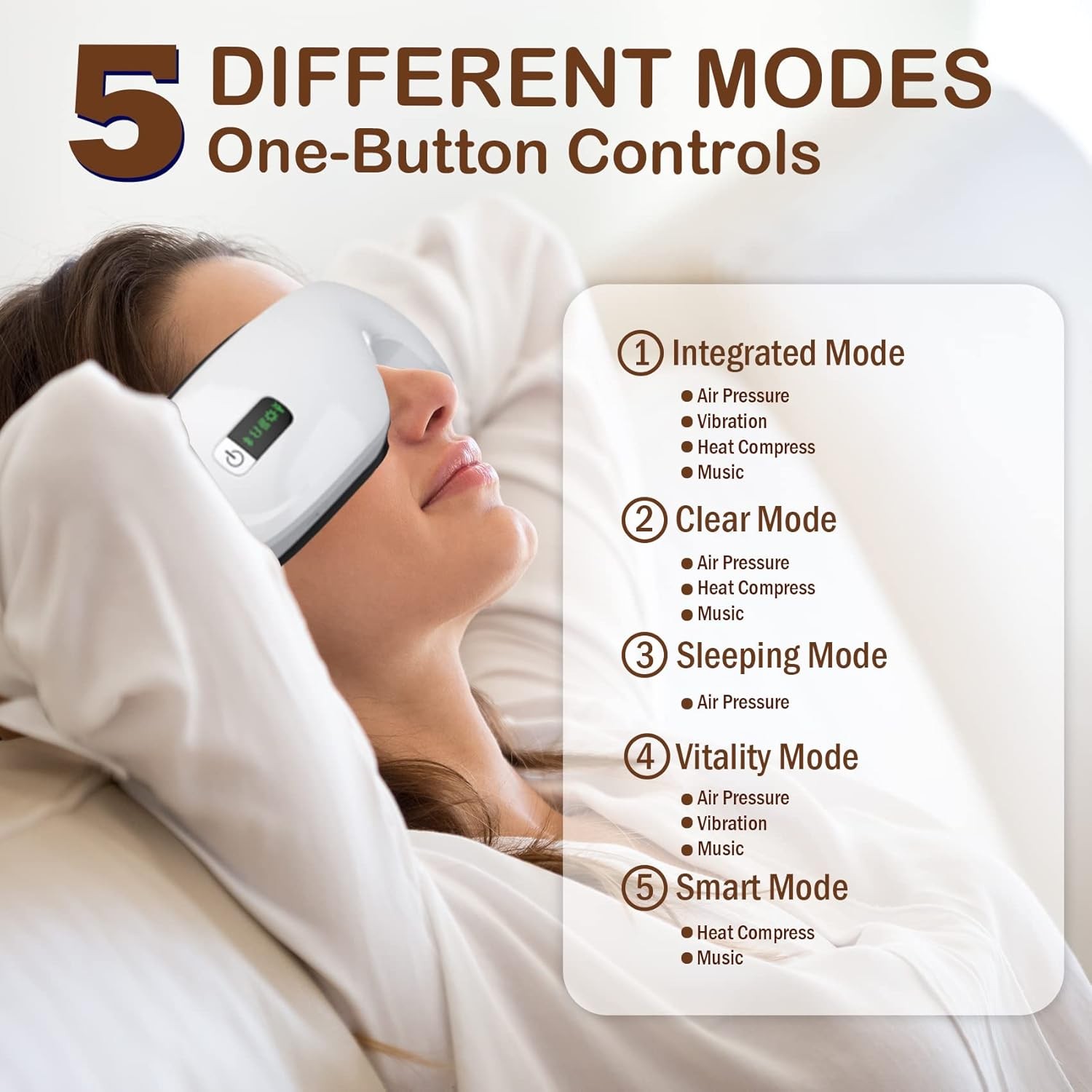 Electric Smart Eye Massager Vibration Heat Airbag Compression & Bluetooth Music — image 7