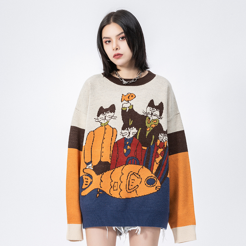 Title 6, Lovers Loose Round Neck Sweater Long Sleeve Shirt