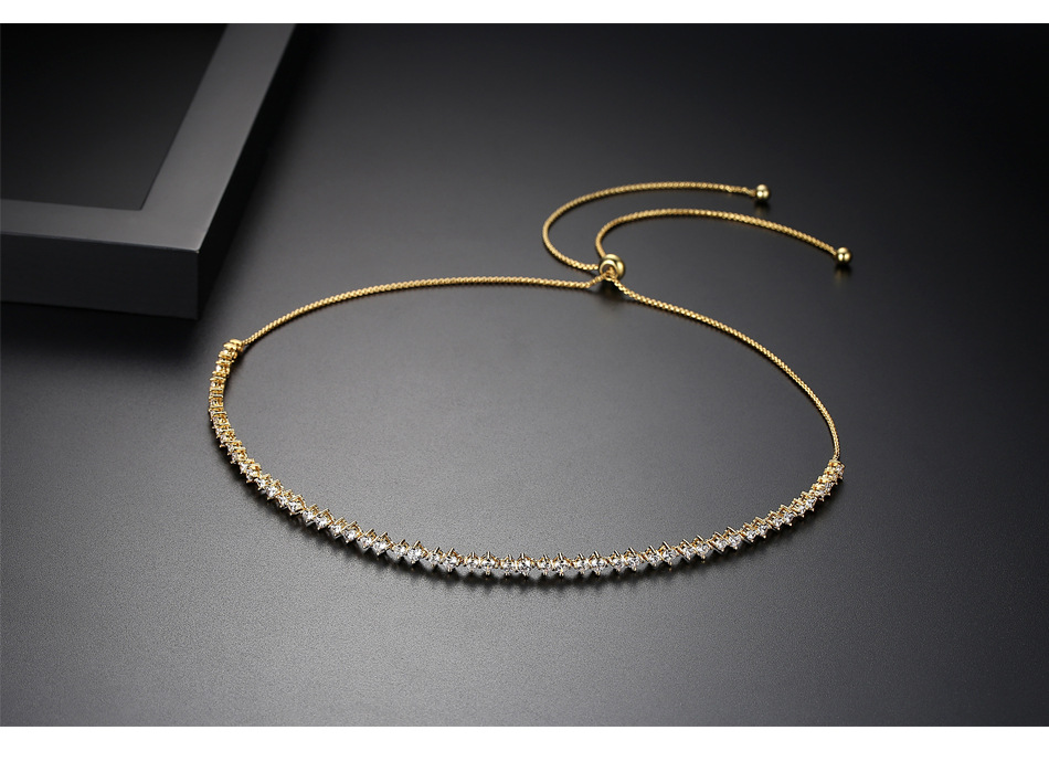 LUOTEEMI Adjustable Necklace for Women Wedding Party Shiny Round CZ Two Colors Female Jewelry Collares De Moda Christmas Gift