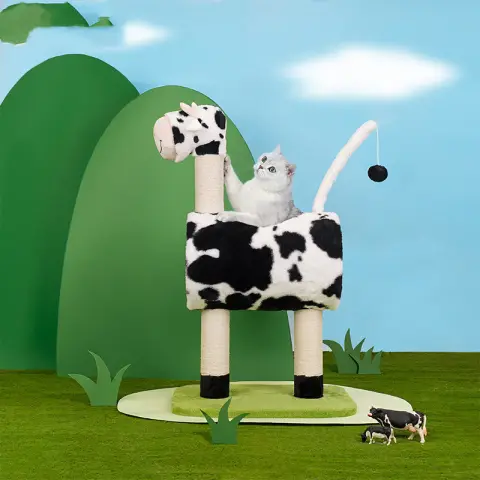 Cow Cat Climbing Frame Scratch Trees Scratching Post Tree