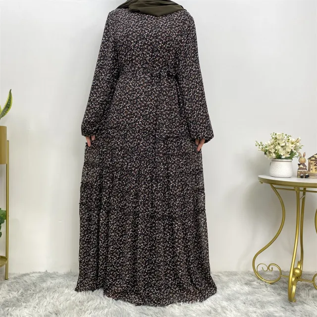 Middle Eastern Fashion Classic Fragmented Flower Dress Black - Shop at LoveMi