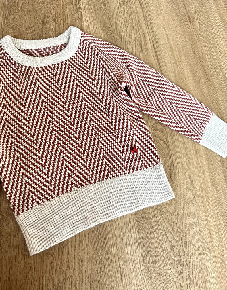 Autumn And Winter Children's Christmas Wave Pattern Sweater Round Neck Pullover