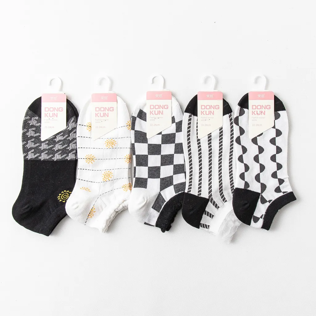 Retro Boat Combed Cotton Women's Sports Socks - Dk17391