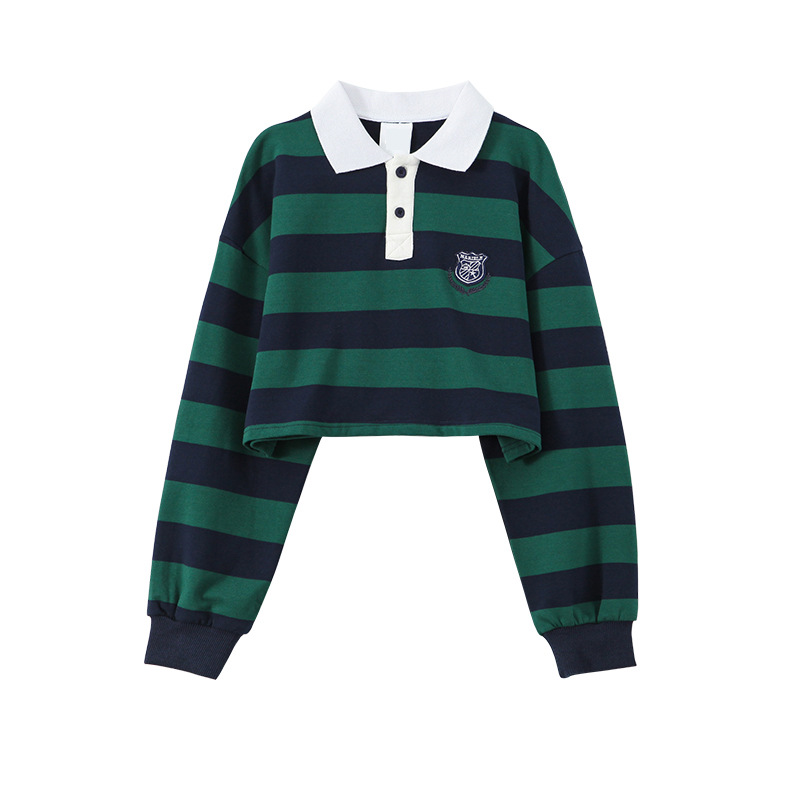 Title 4, Short Embroidered Badge Small Striped Long Sleeve