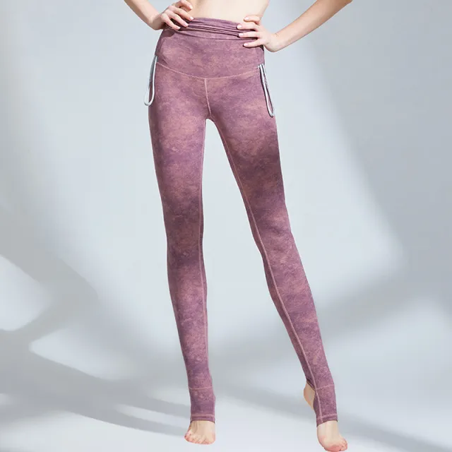 Drawstring Foot Exercise Fitness Yoga Pants Camouflage Powder - Shop at LoveMi