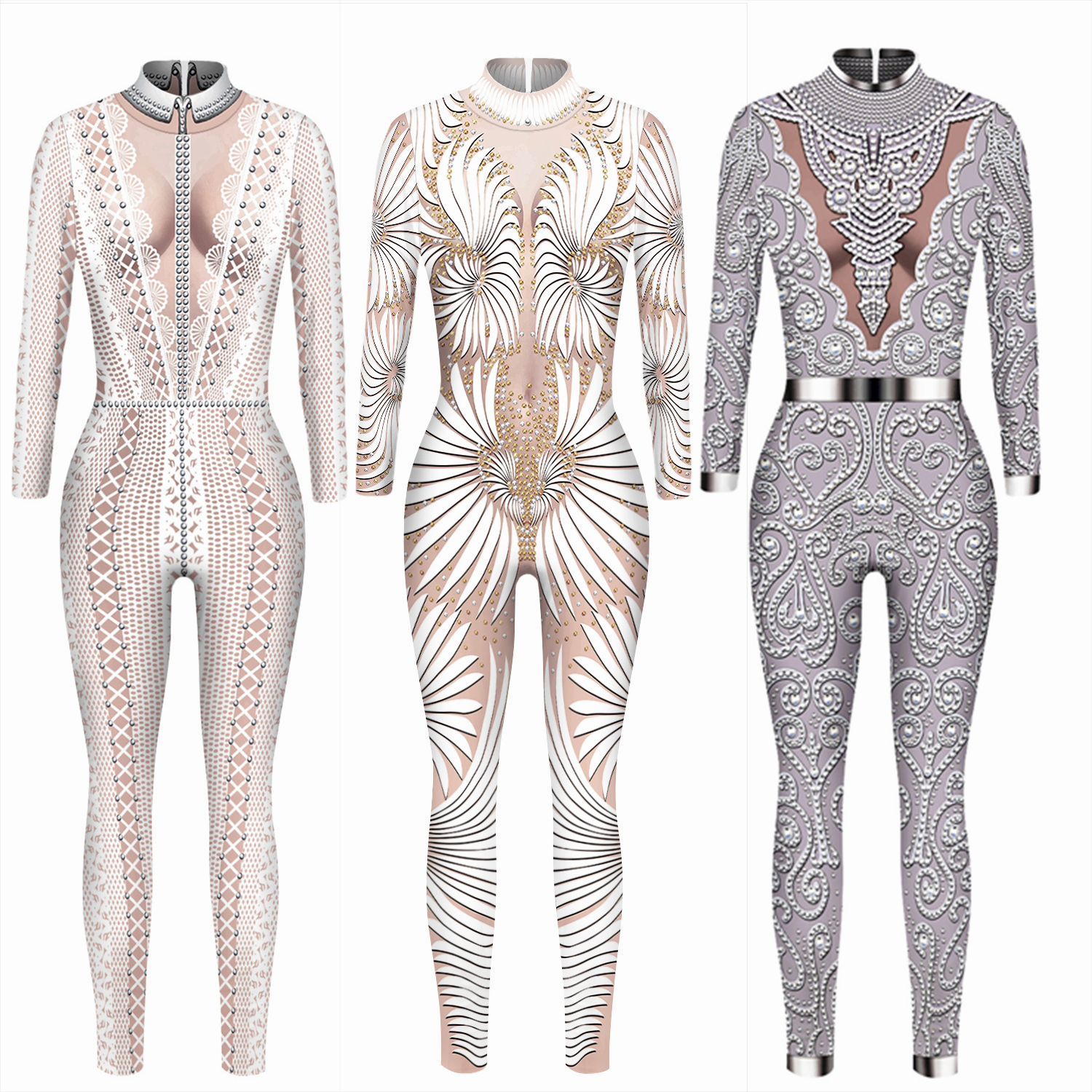 Halloween 3D Skeleton Digital Women's Digital Print Jumpsuit - Image 5