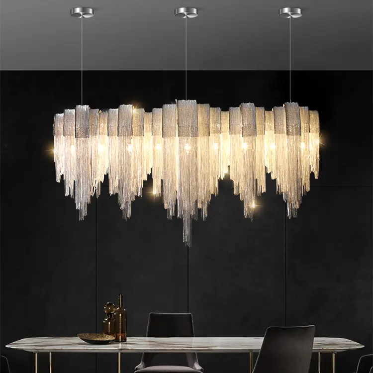 Nordic Luxury Villa Design Tassel Aluminum Chain