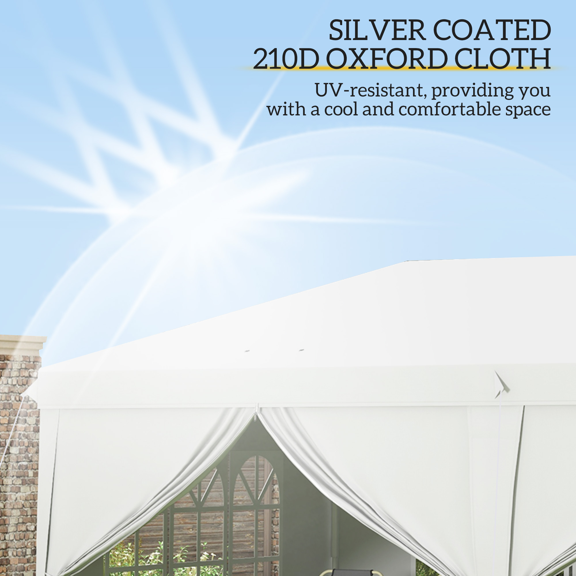 3x6m Pop-Up Gazebo, With Curtain Walls And Windows, White — image 12