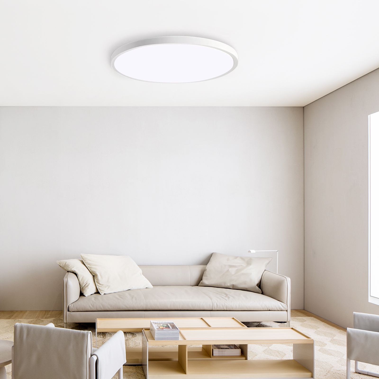 11.8 Inch White Ultra-thin Ceiling Light 6500K LED Flush Mount Ceiling Lamp For Bedroom, Bathroom, Hallway