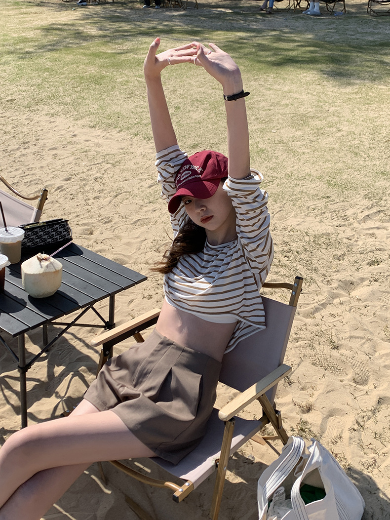 Spring Summer Korean Style Loose Casual Round Collar Bottoming Top