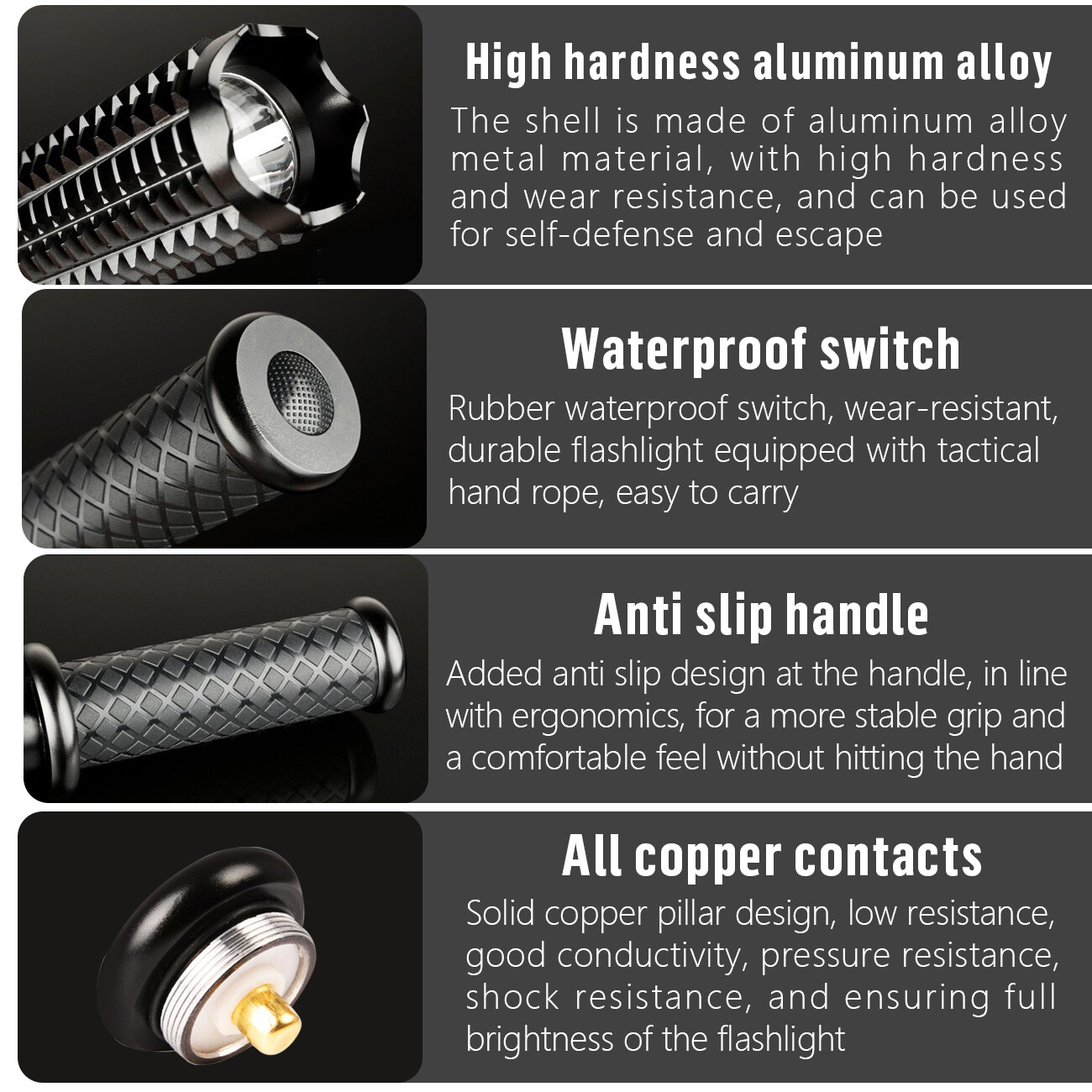 Baseball LED Flashlight Rechargeable Torch Spotlight Emergency Security ...