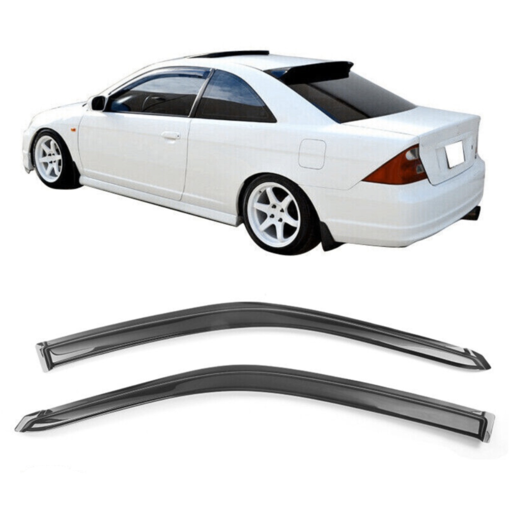 For 2001-2005 H Onda Civic Coupe Window Visor Sun Rain Deflector Guard 2PCS Set — foto 8