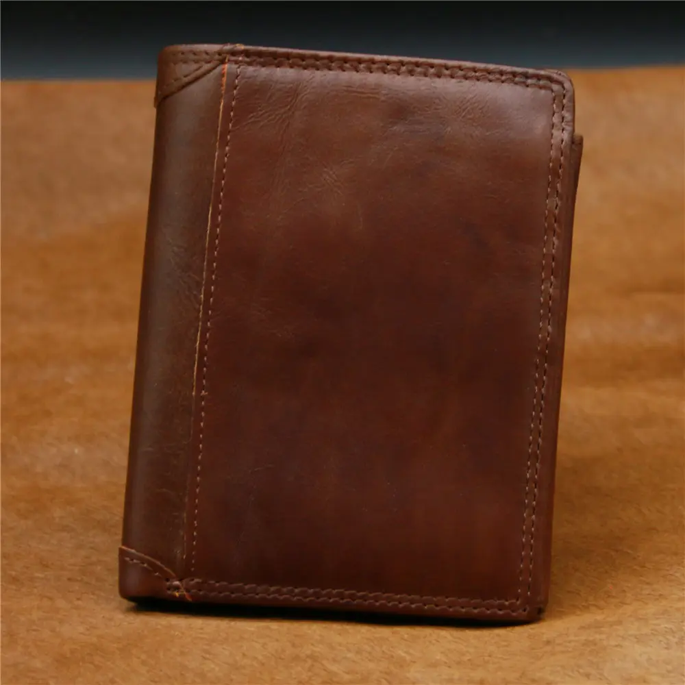 Men's Genuine Leather Retro Vertical Wallet