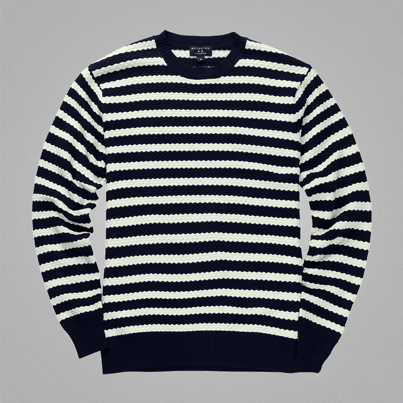 Striped Sweater Crew Neck Korean Style Student