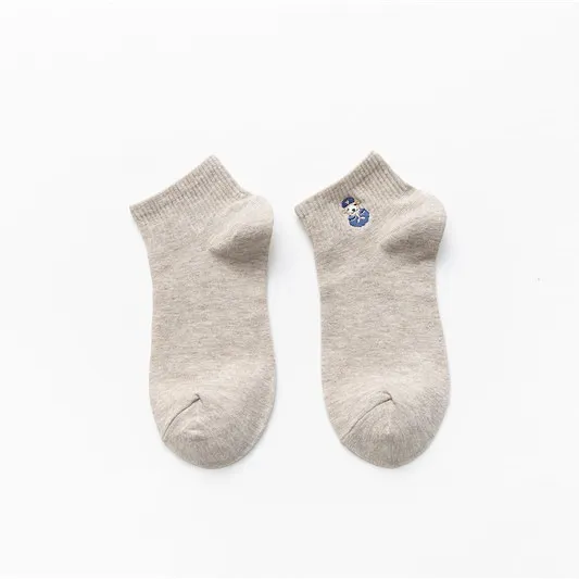 Japanese Embroidery Cartoon Boat Socks College Style Khaki - Shop at LoveMi