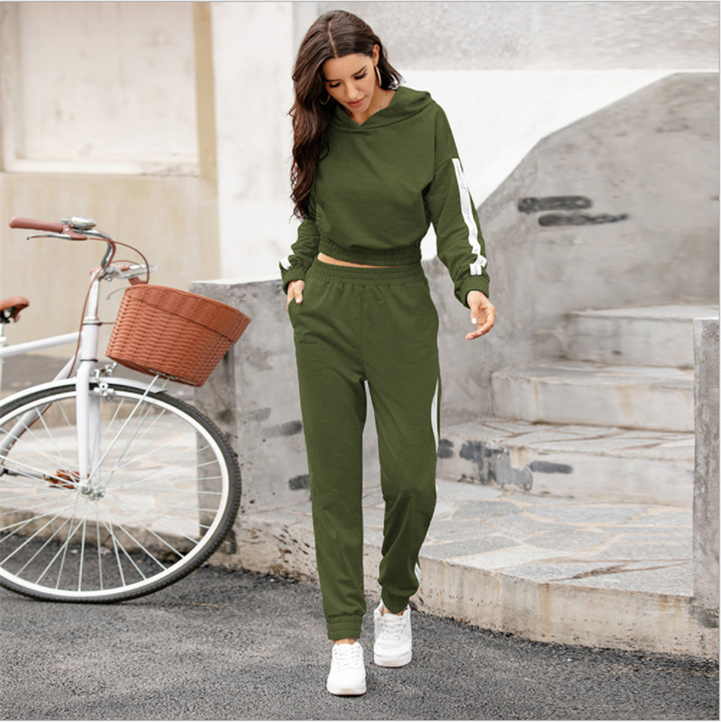 Comfortable Long-sleeved Hooded Casual Stitching Sports Sweater Suit