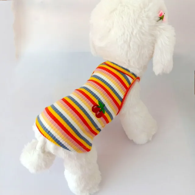 Color Striped Cherry Vest, Dog Clothes, Pet Small Orange - Shop at LoveMi
