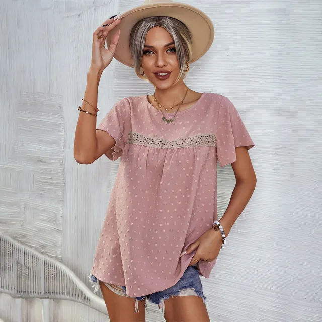 Ins Style Fashion Tops SpringSummer New Short Sleeve T shirt Small Shirt Pink - Shop at LoveMi