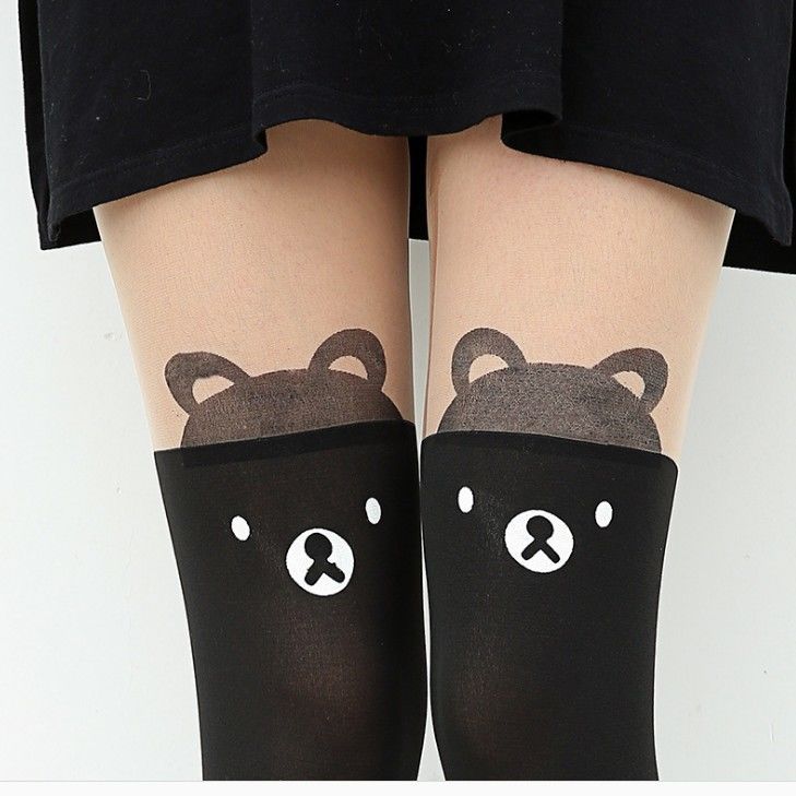 Title 3, Printed stitching white cartoon stretch stockings