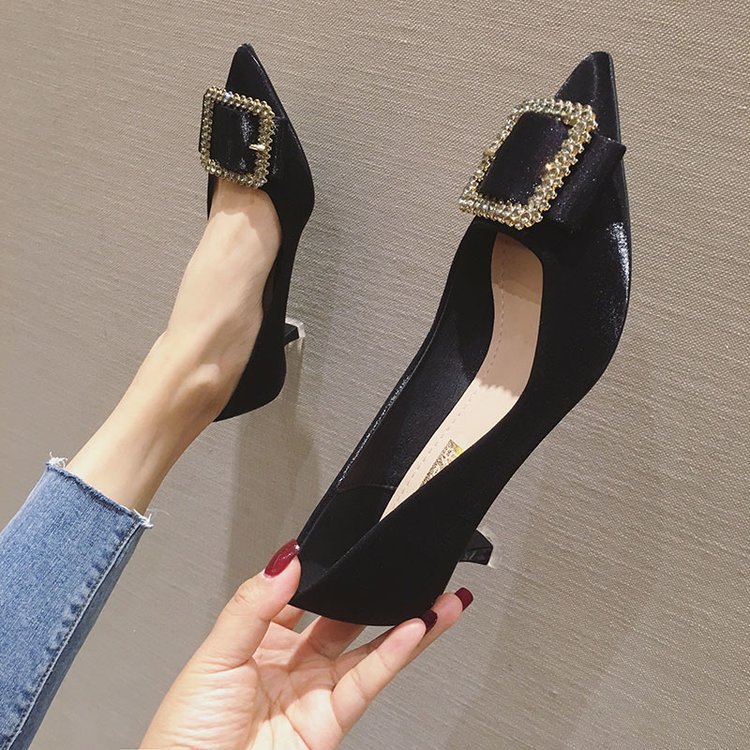 Satin Girly Stiletto Pointed High Heels