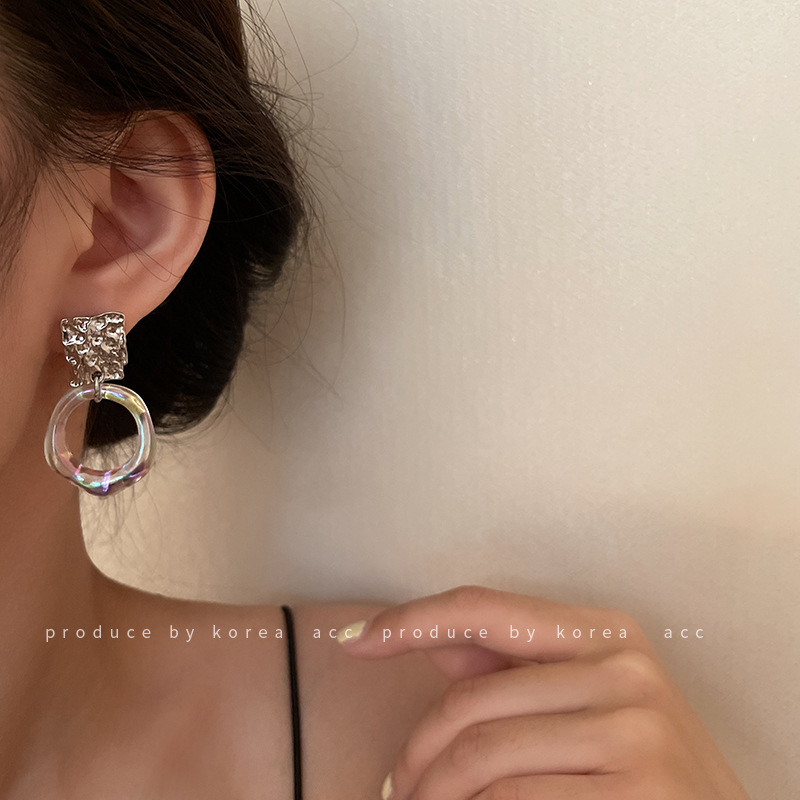 Silver Post Geometric Earrings Korean Design Irregular