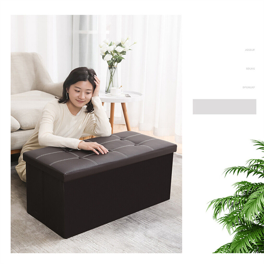 Large Seater Folding Storage Ottoman Pouffe Bench Seat Blanket Toy Chest Box UK NEW 2 cb0081ac 9c5c 49f2 93b8 f37db9f4006d