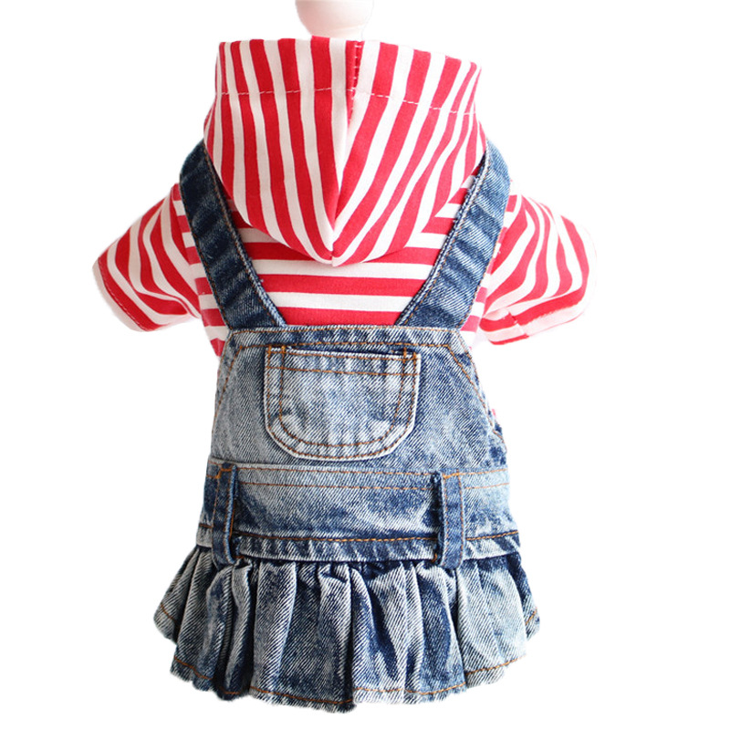 Red striped solid denim skirt