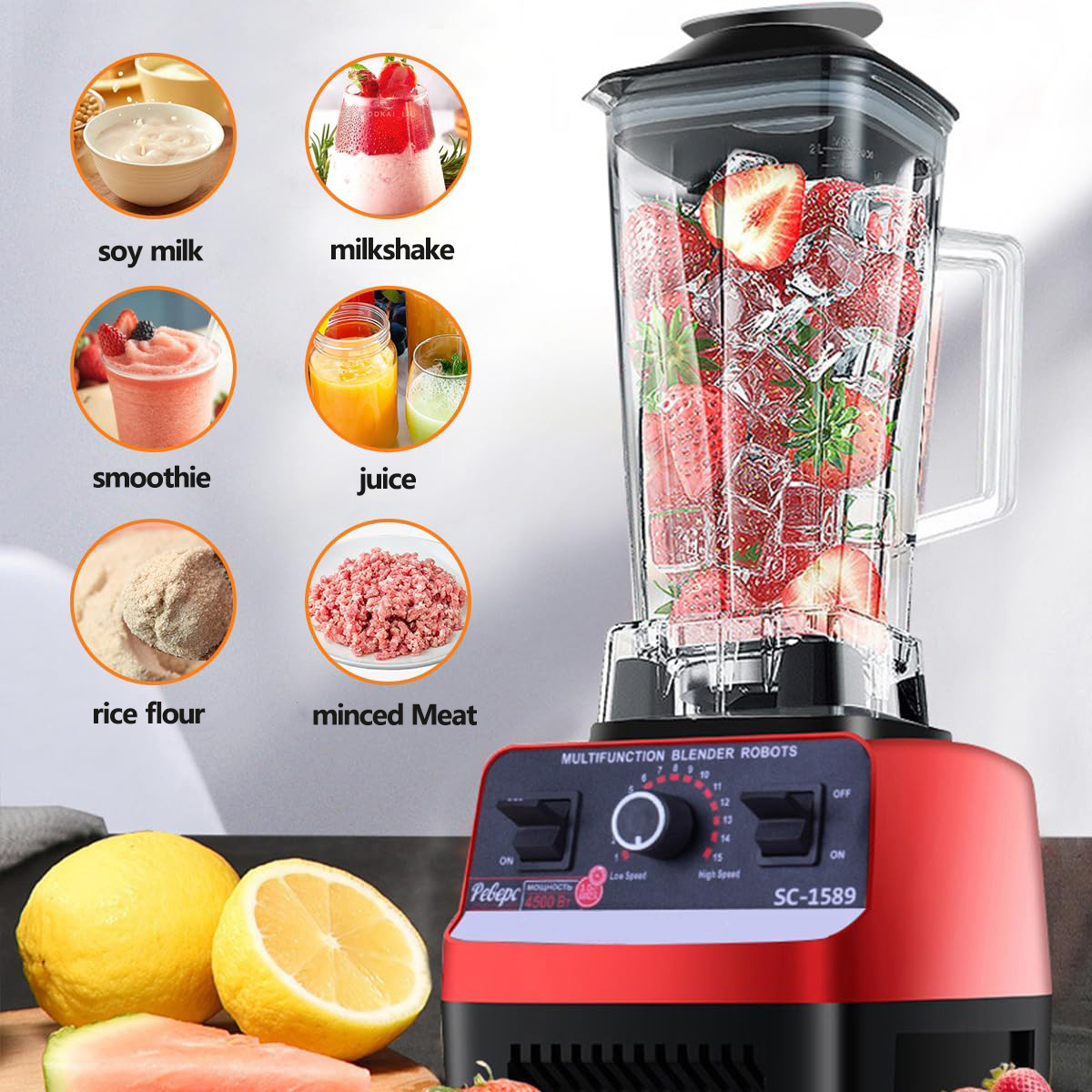 High-Speed Smoothie Blender With 2 Jugs - Professional Electric Mixer And Juicer